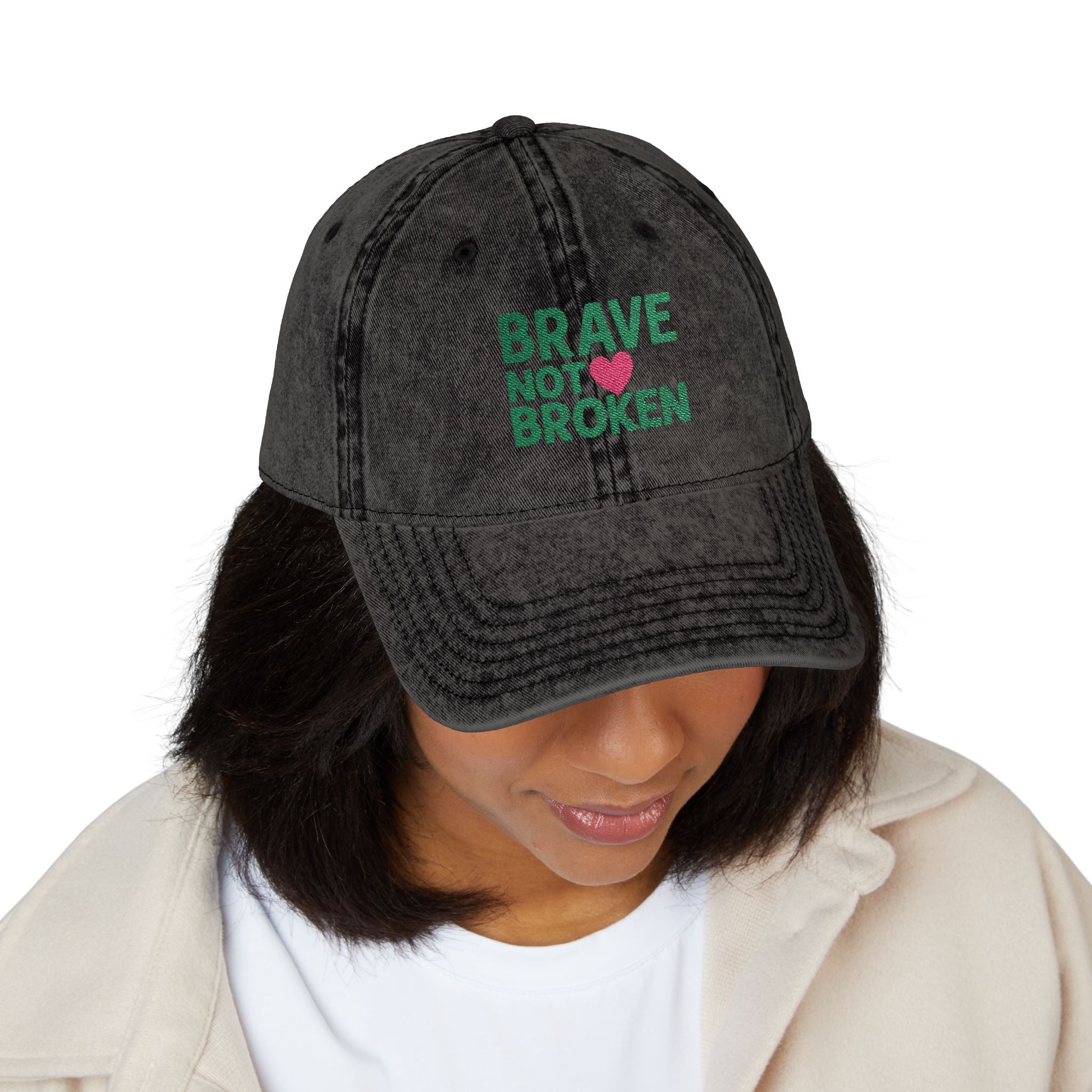 Brave Not Broken Embroidered Vintage Cap